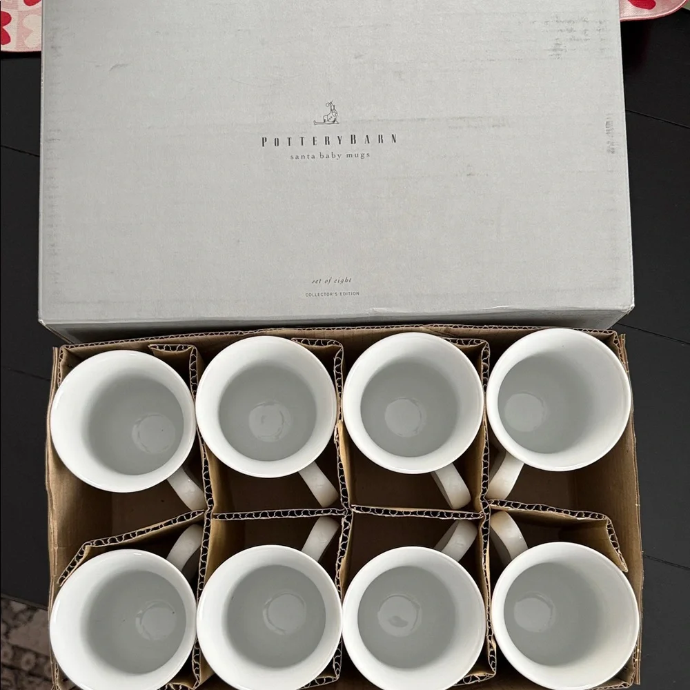 Pottery Barn Santa Baby Mugs Set of 8 New in Box NIB